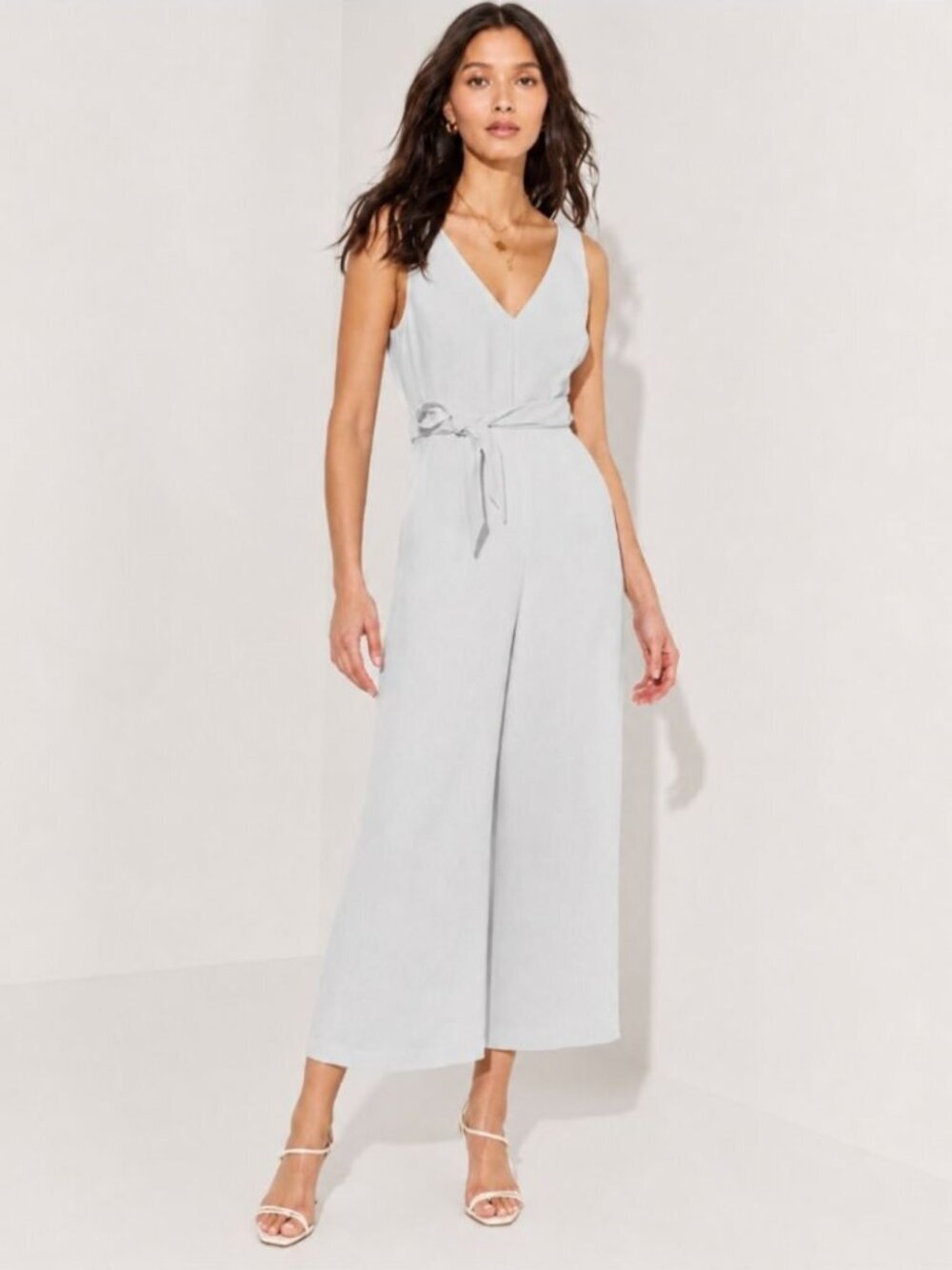 Aritzia Wilfred Ecoulement Jumpsuit V Neck Tie Air Light Blue Size 2